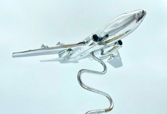 Polish Model Tu124 Desk Plane With Ashtray In Chromed Brass, 1950s photo vinterior