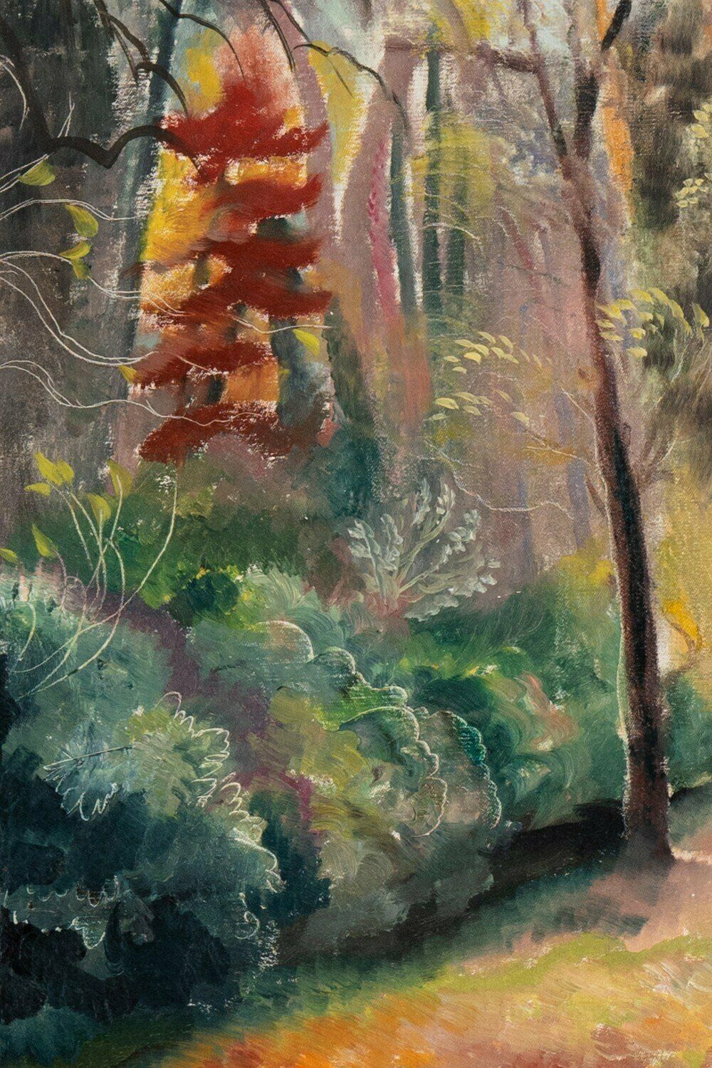 Camille Roche, Undergrowth, Oil Painting On Canvas, 1930s photo vintage