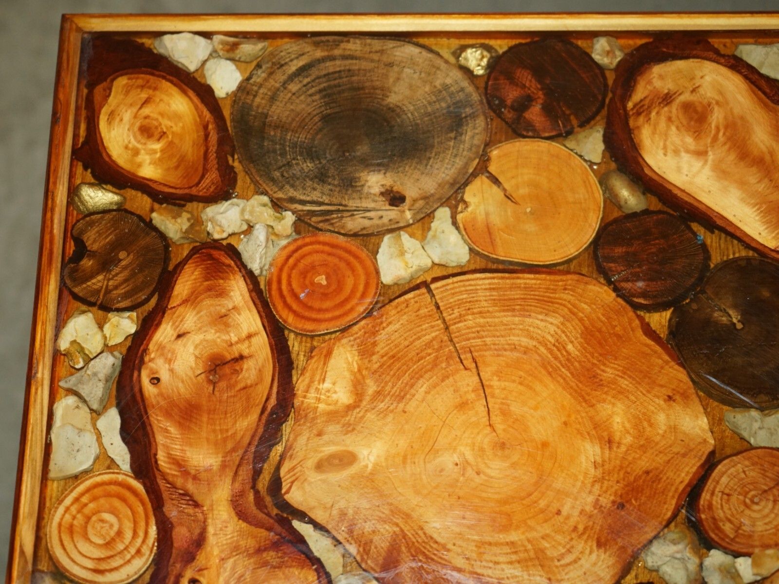 Furniture Vintage Fossil Petrified Wood Sample Coffee Table Super Decorative & Primitive photo