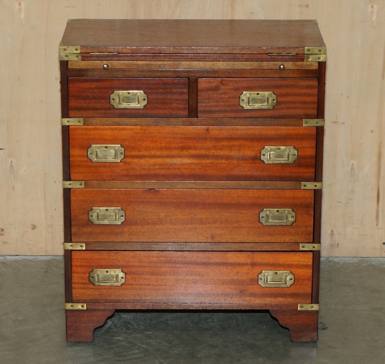 Stunning Vintage Military Campaign Butlers Table Chest Of Drawers Extending Top photo furniture
