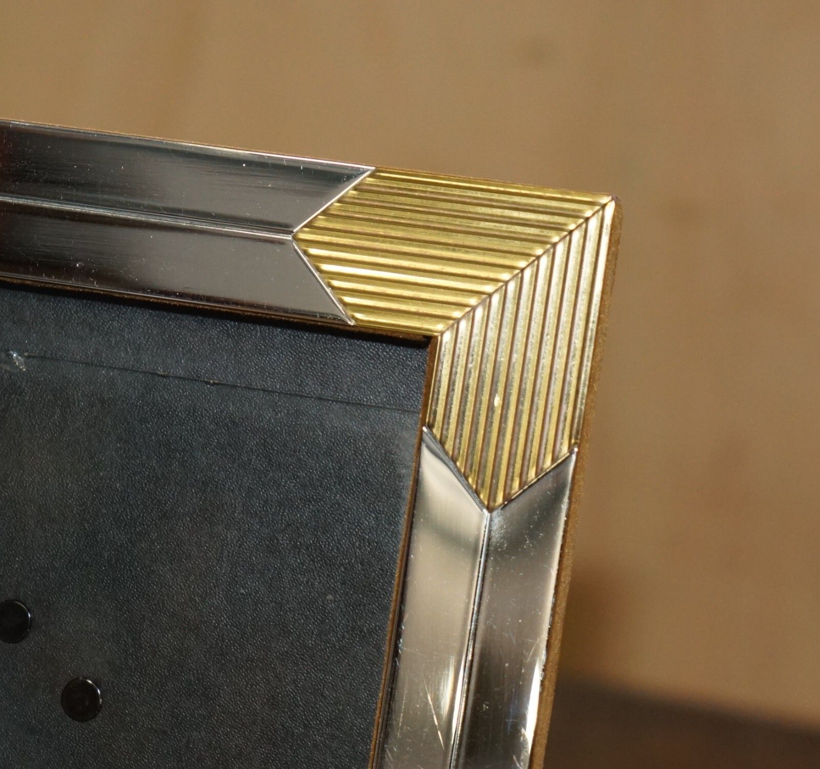 Exquisite Mid Century Modern Circa 1970 Romeo Rega Chrome & Brass Picture Frame photo Home Decor