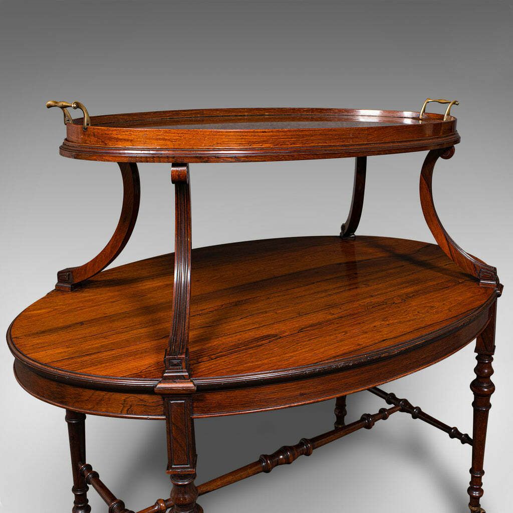 Furniture Antique Display Serving Table, English, Two Tier, Butler's Buffet Stand, Regency photo