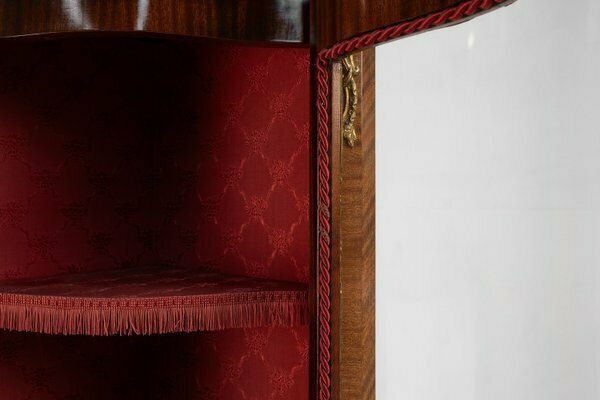 Furniture French Louis XV Style Corner Display Cabinet With Arched Glass, 1950 photo