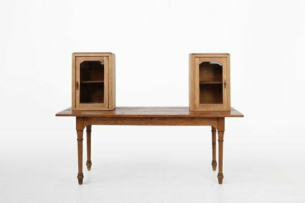 Furniture Rustic French Table Display Cabinet, 1900s photo