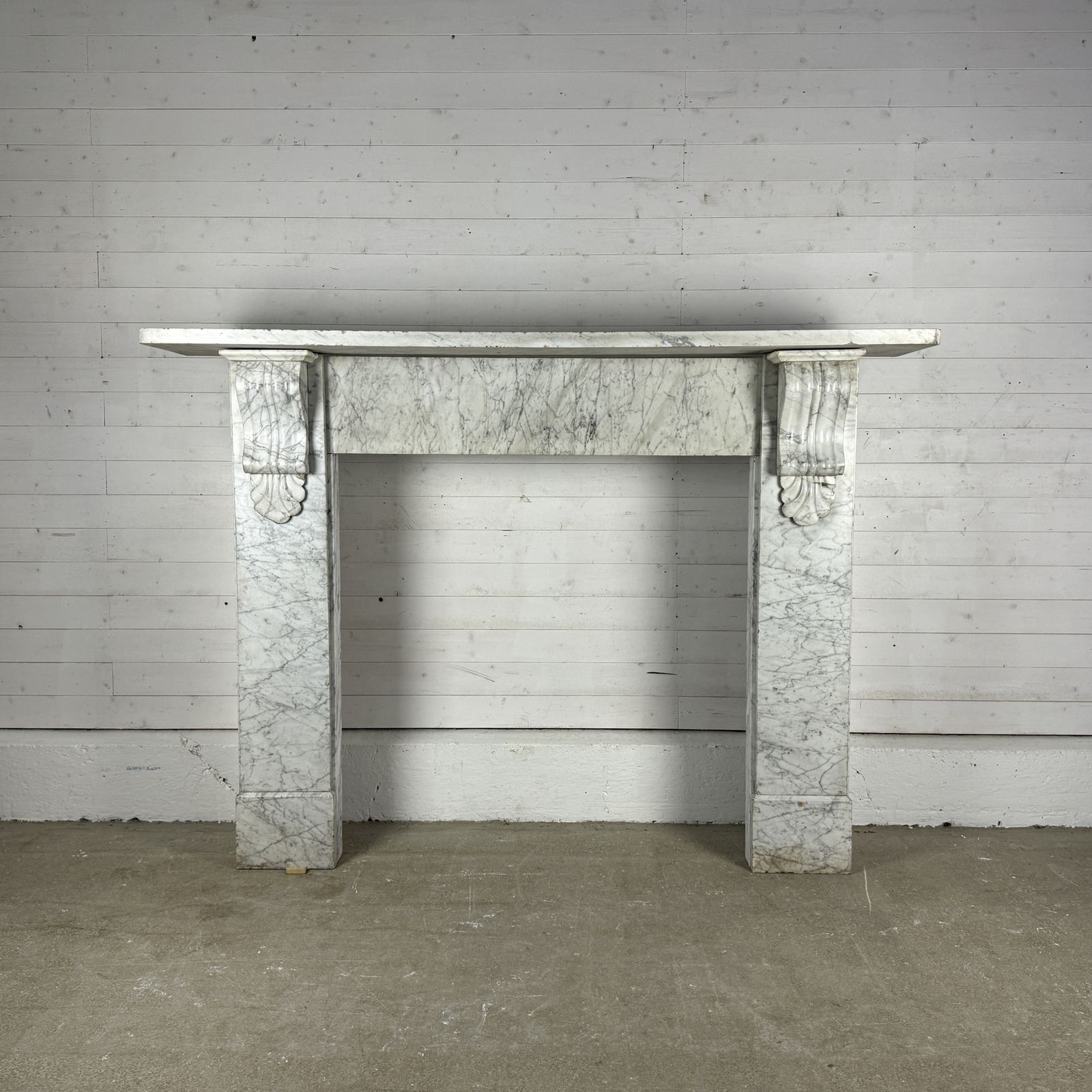 Original Victorian White Carrara Marble Fire Surround With Corbels photo vintage