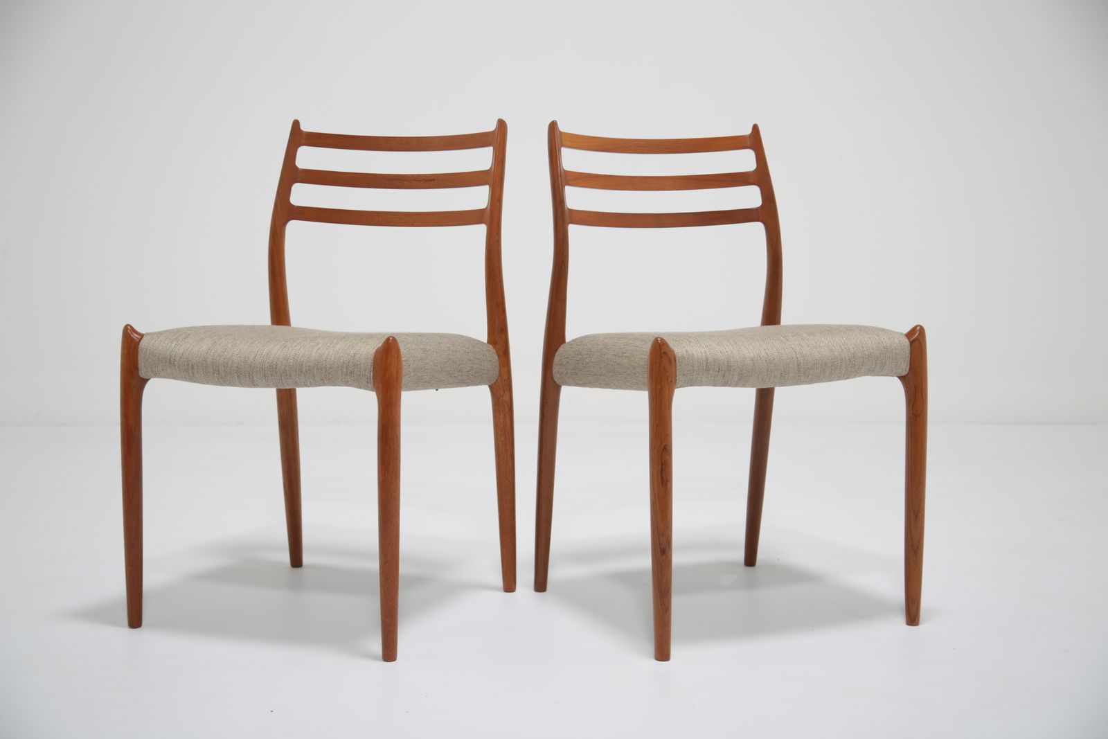 photo for sale Vintage Set Of 8 Danish Teak Dining Chairs Model 78 By Niels Otto Moller, 1960s