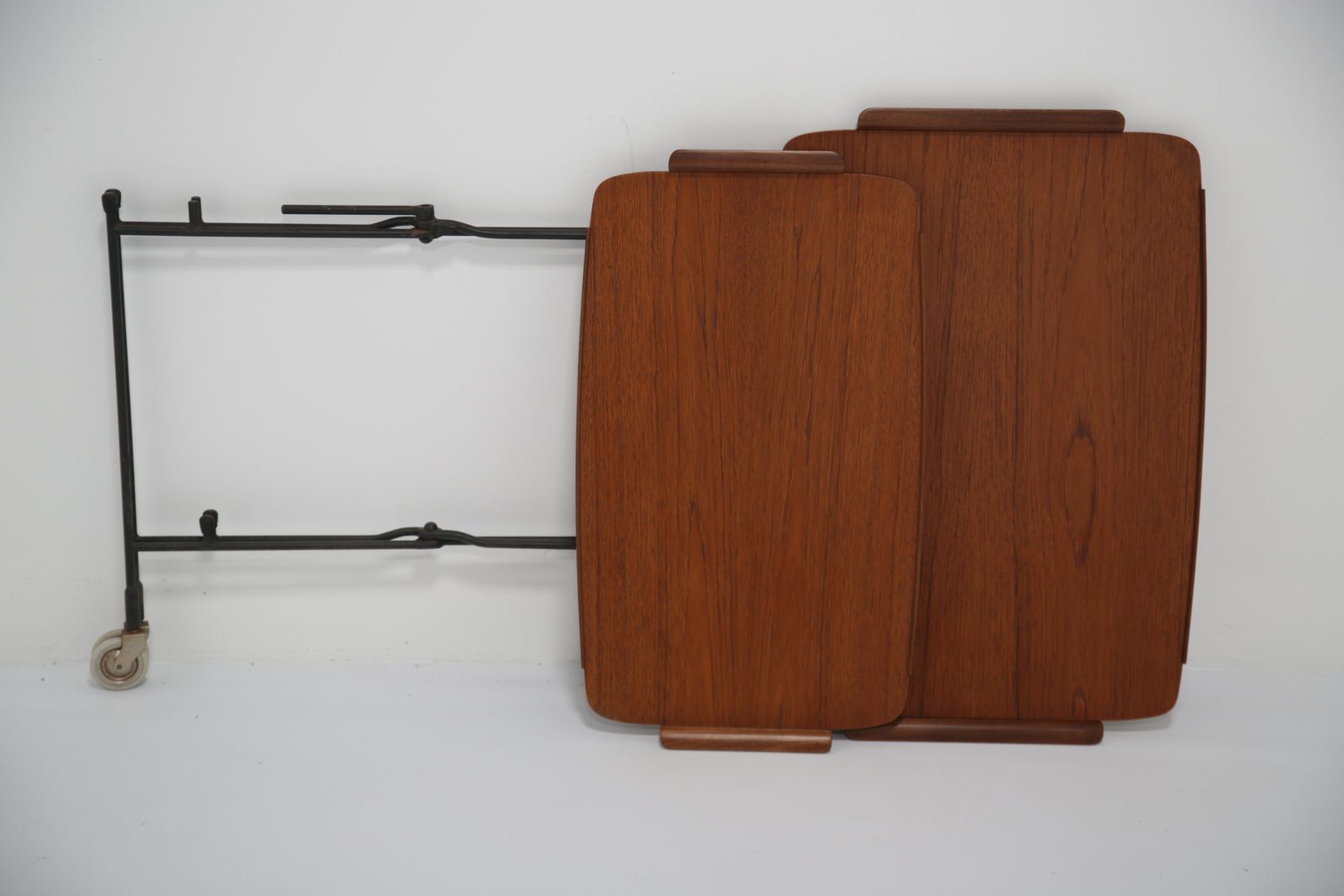 Vintage Swedish Teak Two Tier Serving Cart By Firma Glas & Tra, 1950s photo for sale