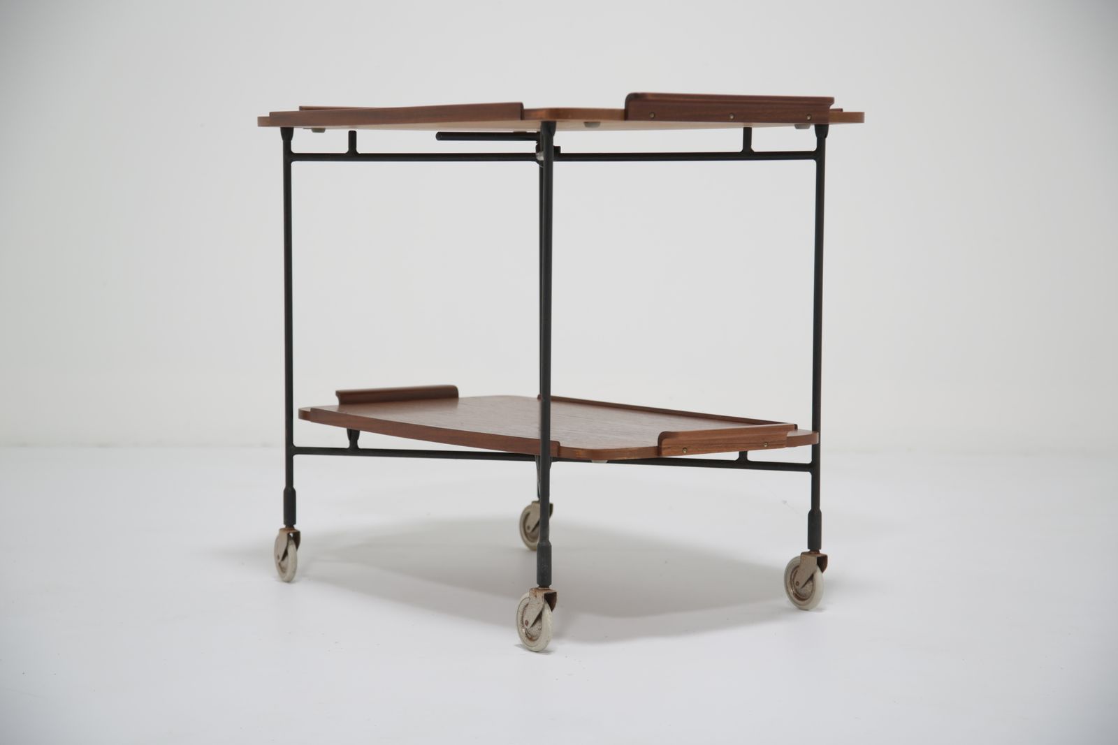 Furniture Vintage Swedish Teak Two Tier Serving Cart By Firma Glas & Tra, 1950s photo