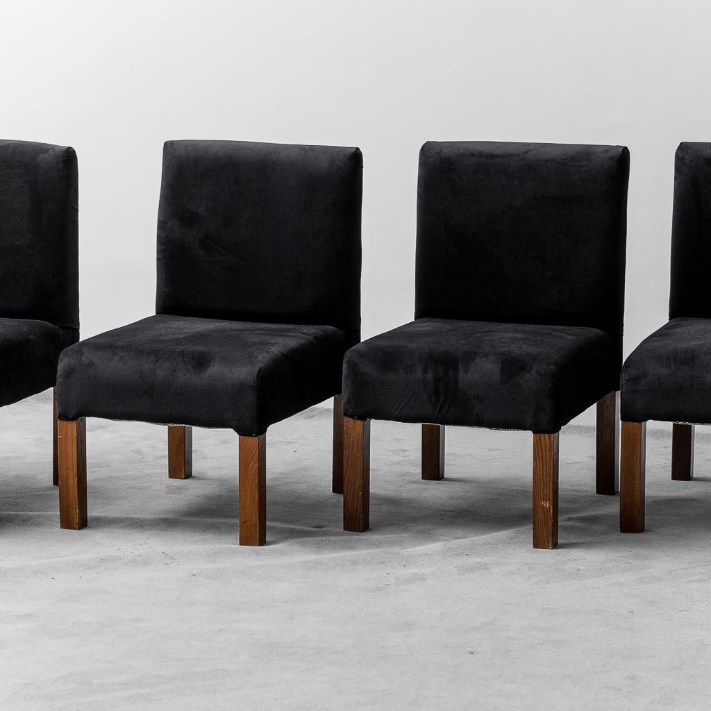 Set Of Four 70s Vintage Modern Velvet Wooden Chairs photo furniture