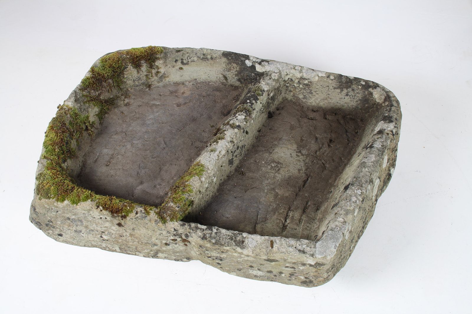 Primitive Carved Stone Trough Planter Weathered Organic Garden Feature | Bonsai Display photo furniture