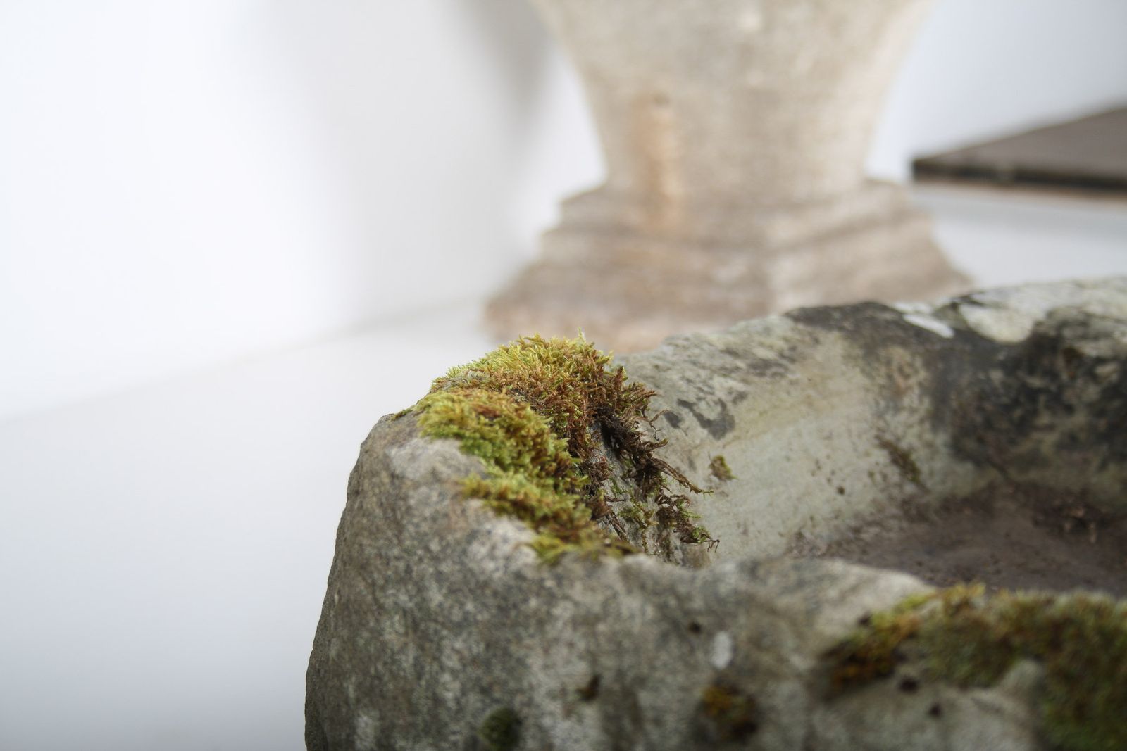 photo buy Primitive Carved Stone Trough Planter Weathered Organic Garden Feature | Bonsai Display