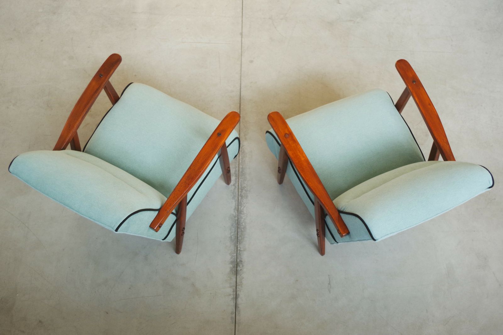 Pair Of Restored 1940s Ash Wood Armchairs In Mid Century Modern Style photo Furniture