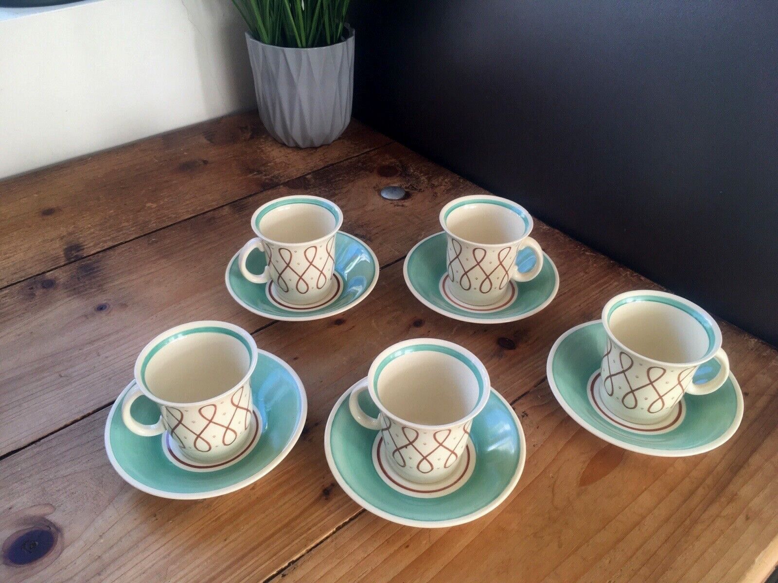 Home Decor 1 Rare Art Deco Susie Cooper 1702 Elegance Pattern Demitasse Coffee Can Cup Saucer 5 Available photo