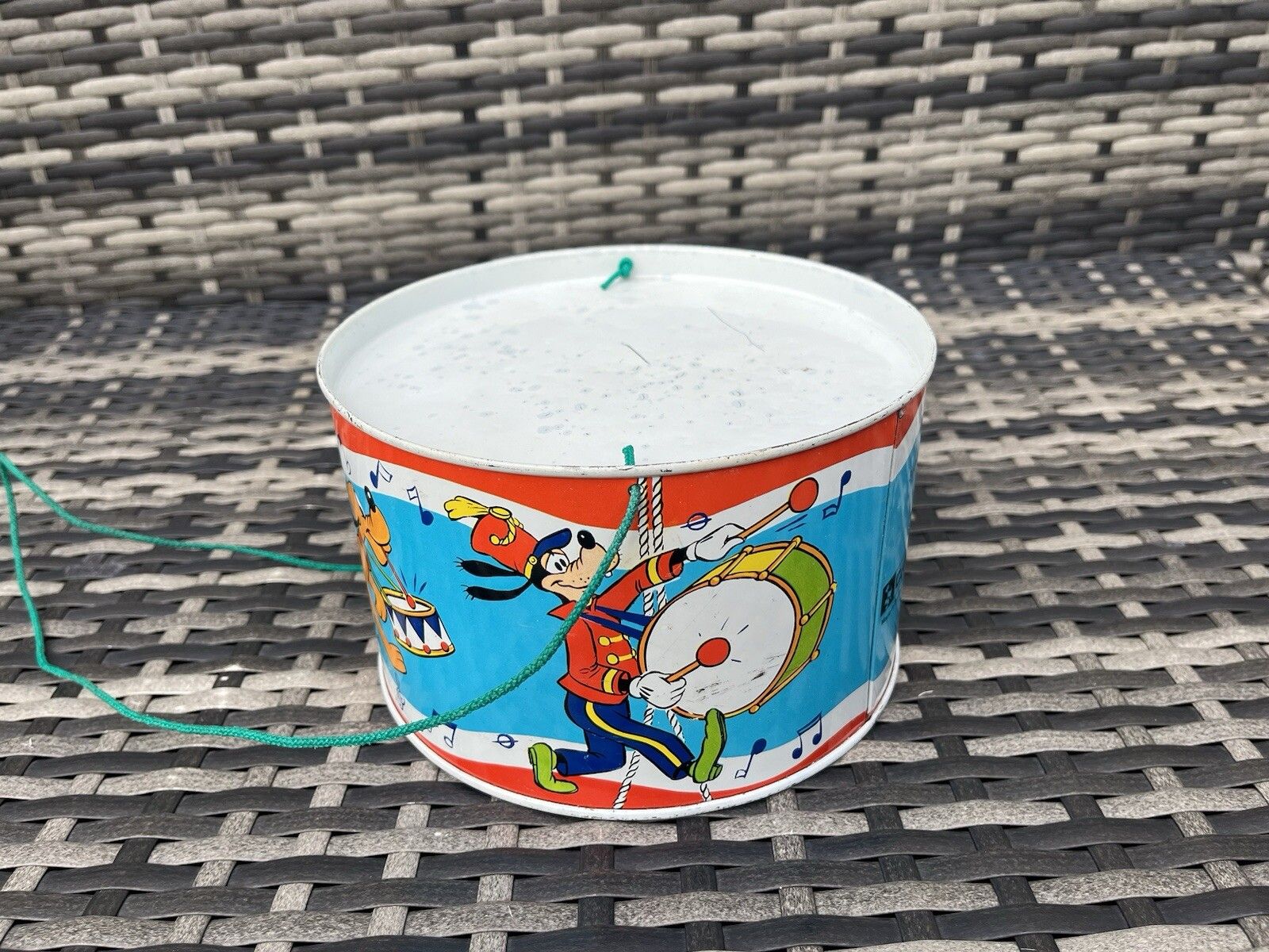 Vintage 1970's Disney Mickey Minnie Mouse Tin Toy Drum Musical Instrument Combex photo Home Decor