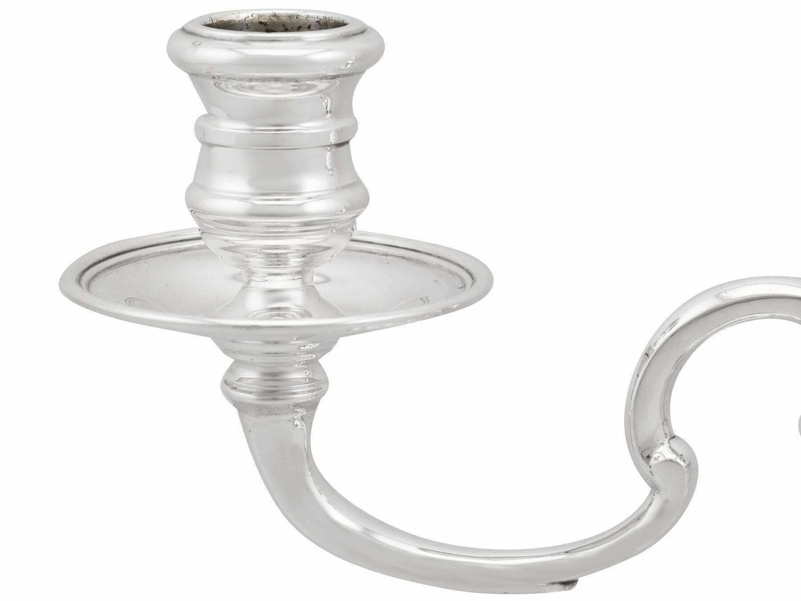 Georgian Style English Sterling Silver Two Light Candelabra Or Centrepiece photo vinterior