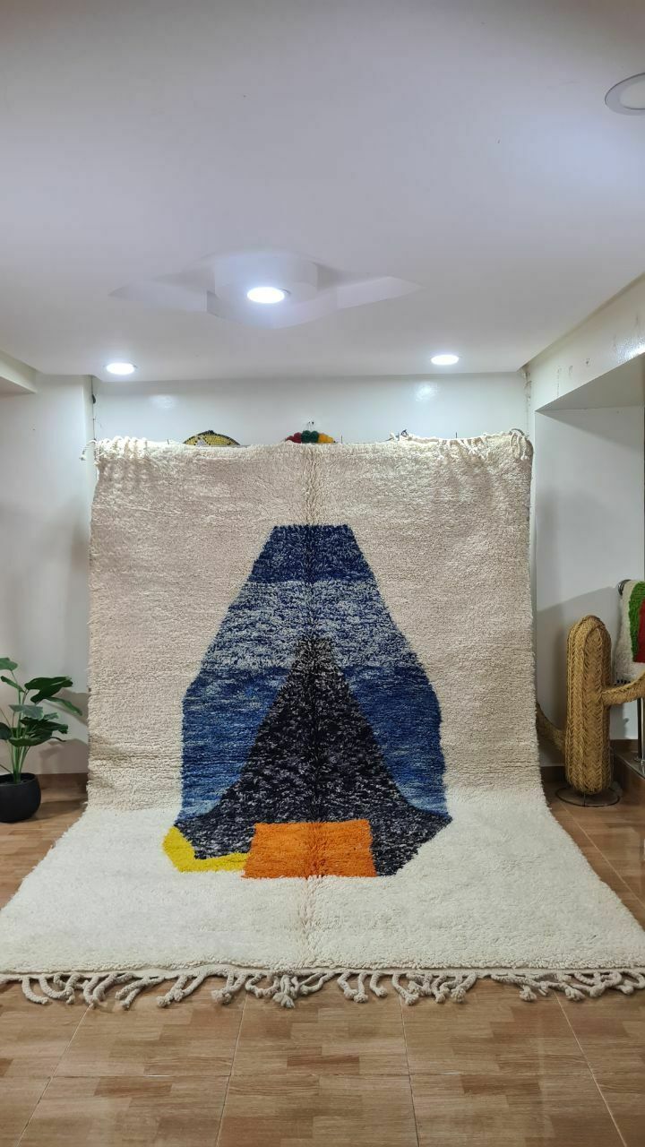Moroccan Beni Ouarain Rug With Modern Artistic Design   Handmade Wool Carpet 300x200 Cm photo furniture