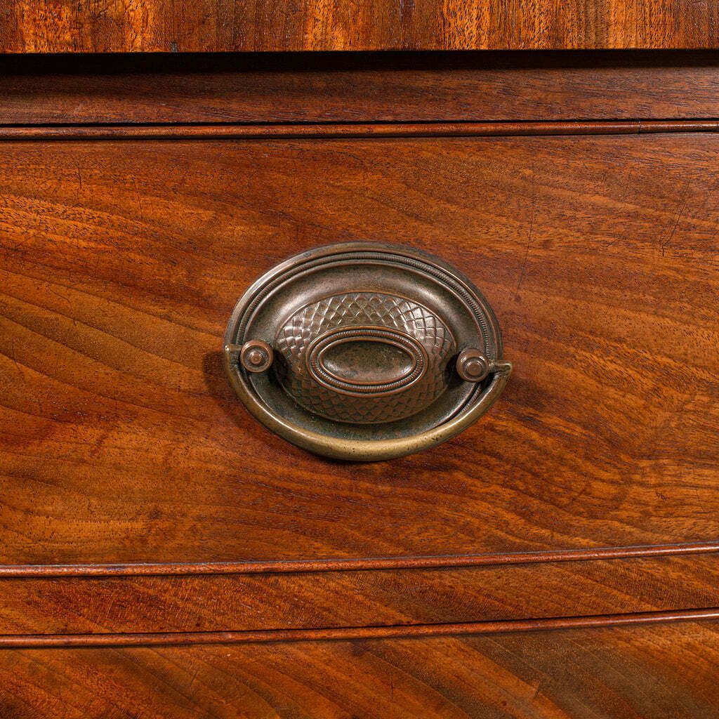 Furniture Large Antique Bow Front Chest Of Drawers, American, Bedroom, Victorian, C.1860 photo