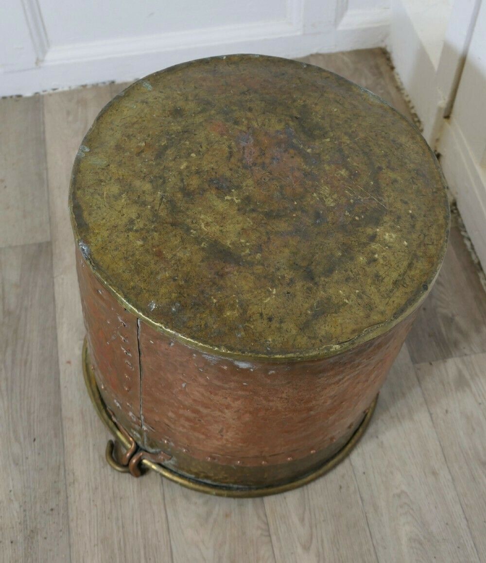 Home Fixtures Riveted Copper And Brass Coal Bucket photo