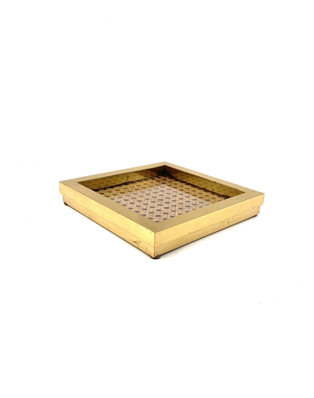 Hollywood Regency Vide Poche, Brass And Vienna Straw, Italy 1970 photo for sale