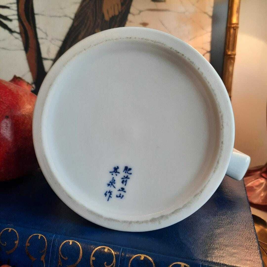 Arita Blue And White Japanese Porcelain Beer Mug With Hand Painted Dutch Characters, Hizen Unusual Beer Mug photo Home Decor