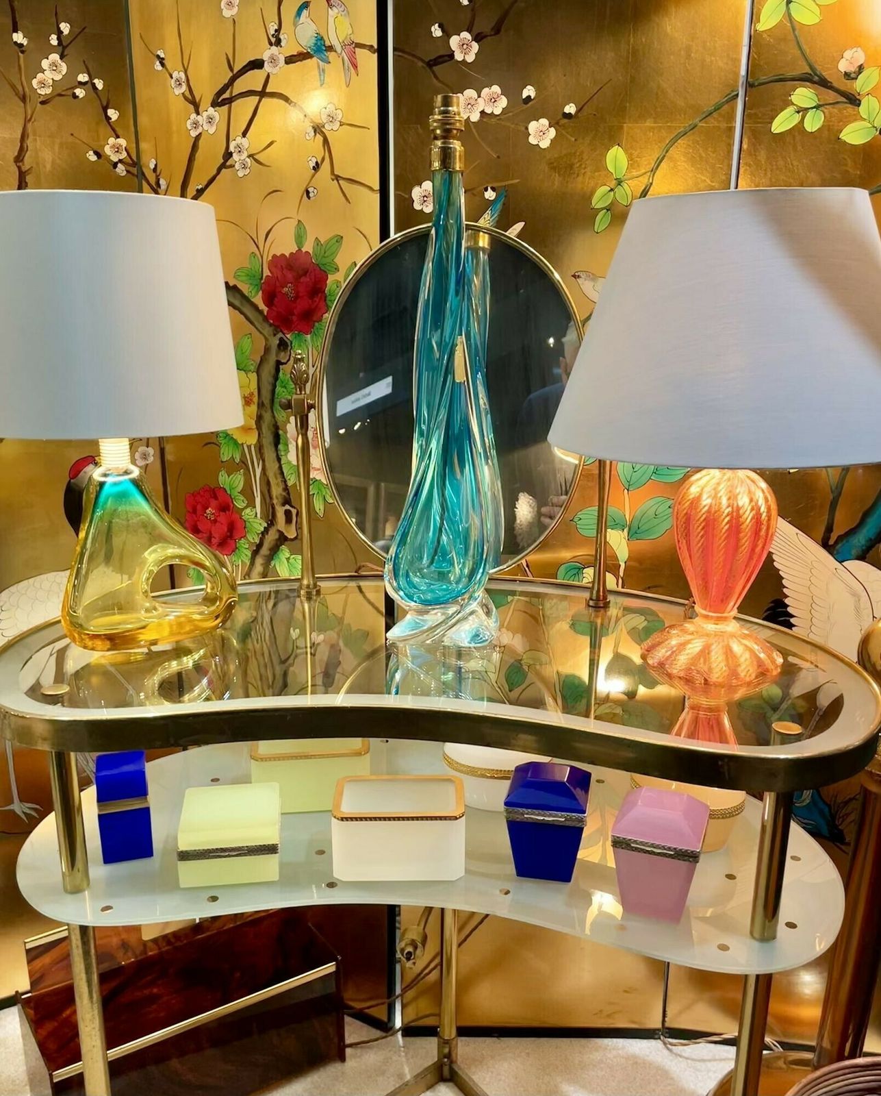 A Large Murno Turquoise Glass Lamp By Chambord Et Toso photo furniture