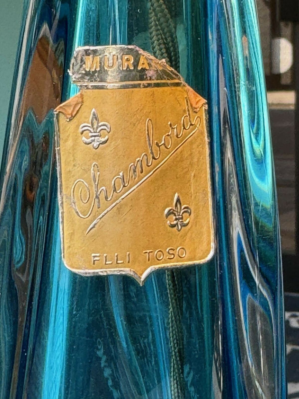 1100.0 A Large Murno Turquoise Glass Lamp By Chambord Et Toso photo