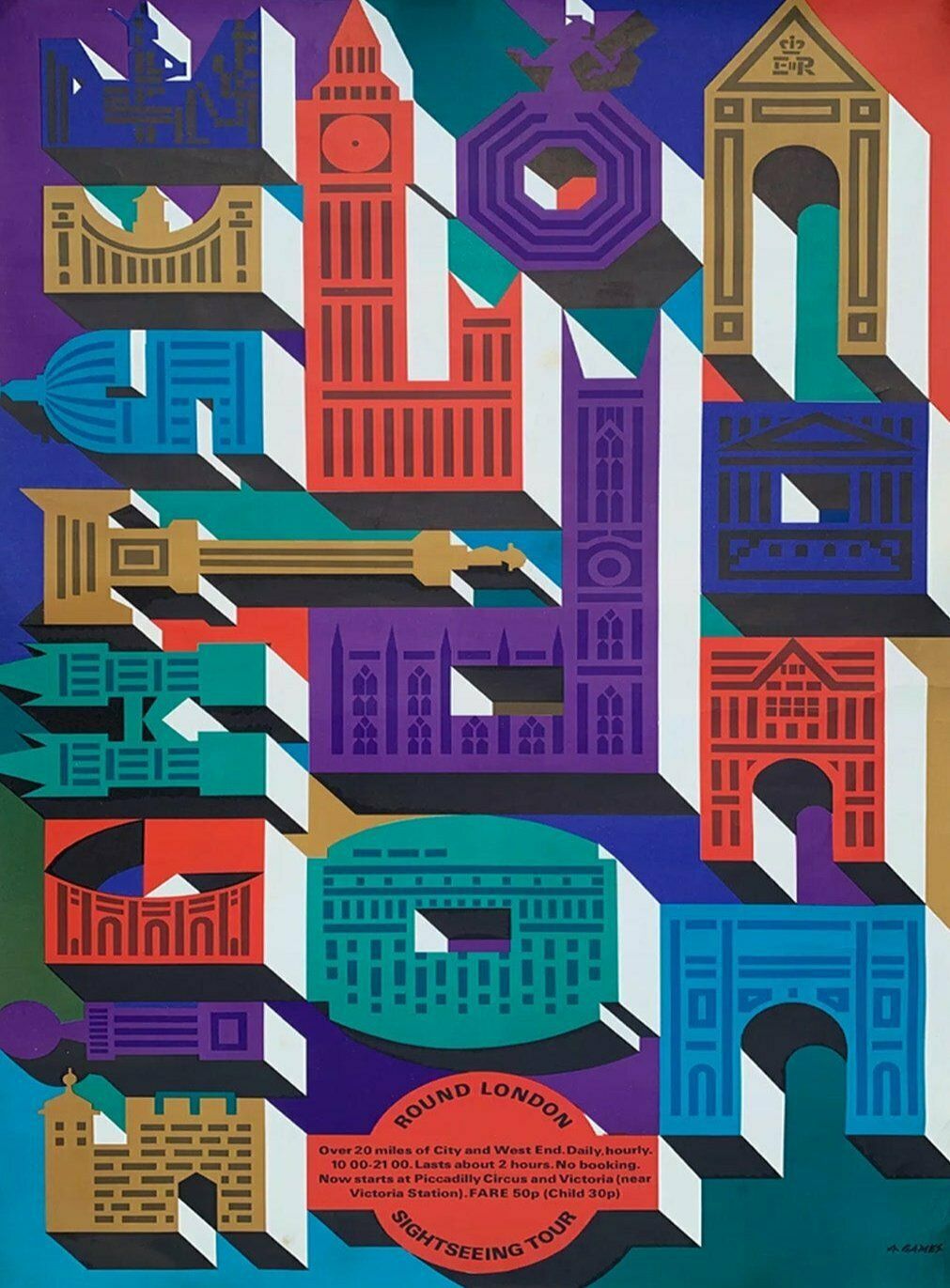 Sightsee London On London Transport   Abram Games  Original Vintage Poster