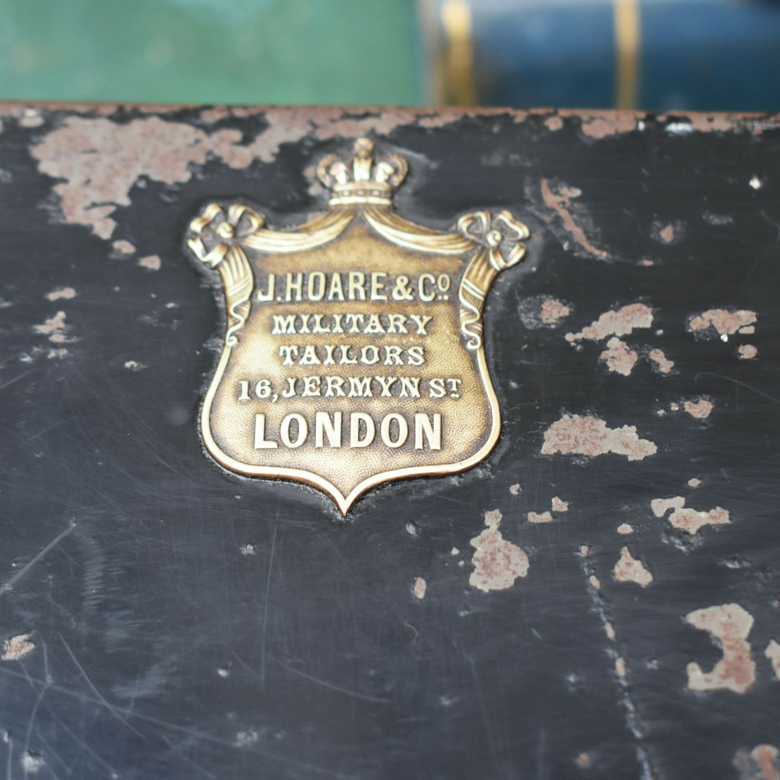 Antique Simpson Rostron Military Uniform Box Bicorn Metal Trunk Case Hoare & Co photo Furniture