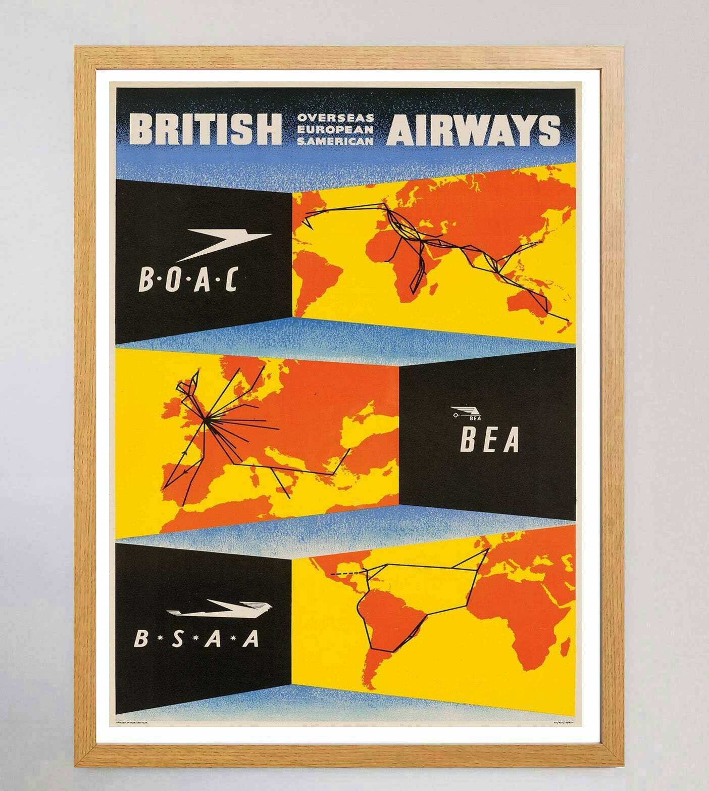 British Airways   Overseas European S. American Original Vintage Poster photo Art