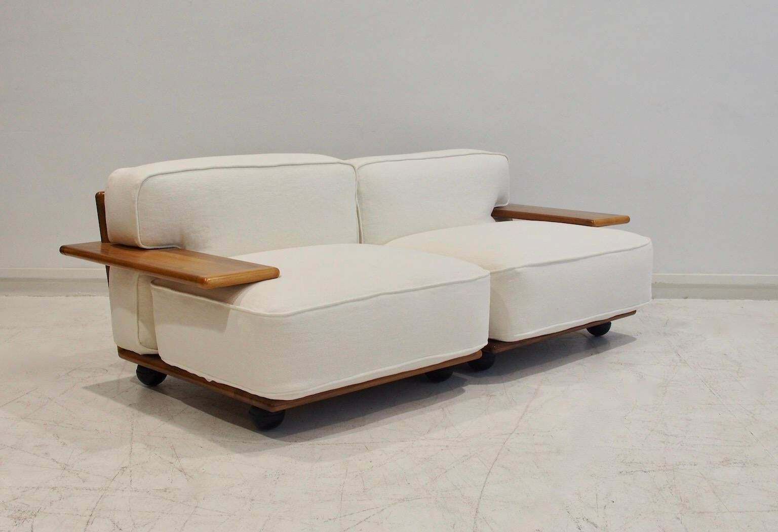 Mario Bellini For Cassina Modular Sofa Pianura In White Fabric photo buy