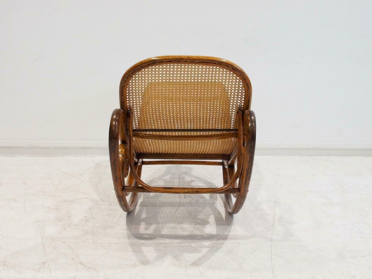 photo buy Thonet Bentwood And Rattan Rocking Chaise Model 7500