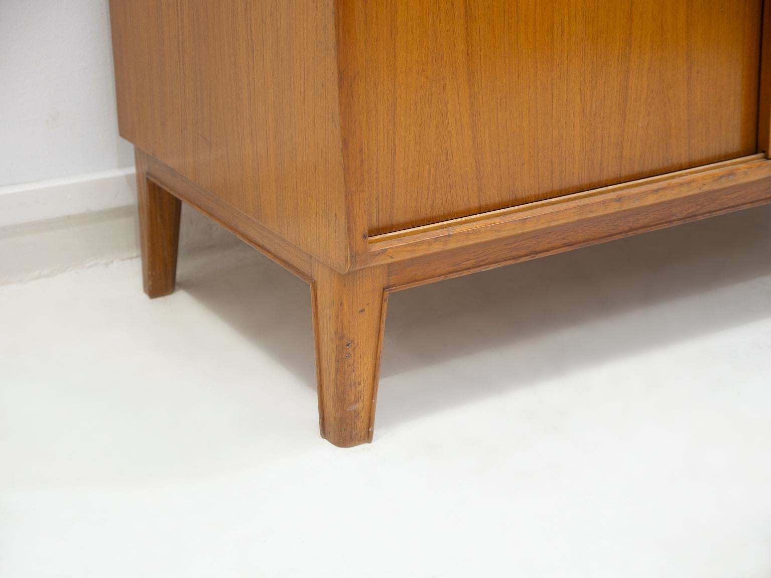 Teak Veneered Cabinet With Sliding Doors And Roll Up Flap photo buy