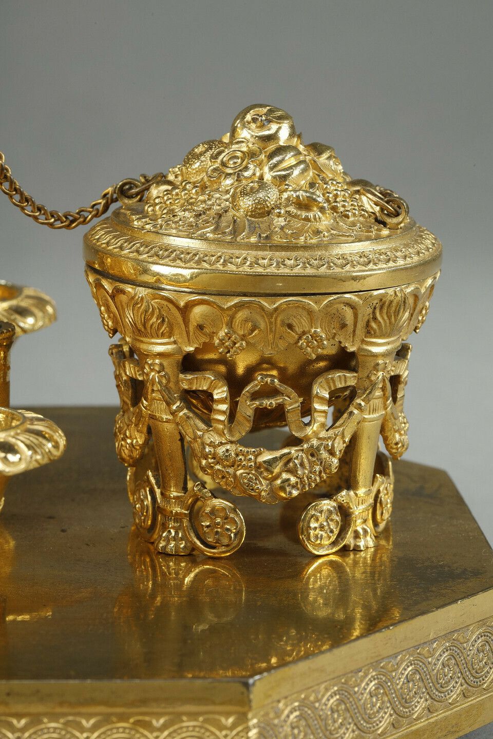 4319.0 Empire Period Gilt Bronze Obelisk Inkwell photo