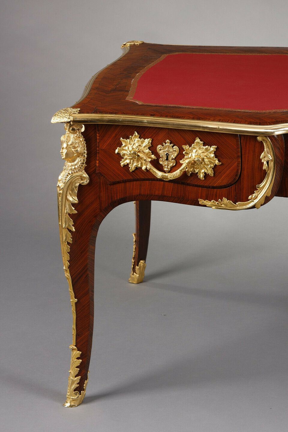 Large Flat Desk In Inlaid Rosewood Veneer In The Louis XV Style photo furniture