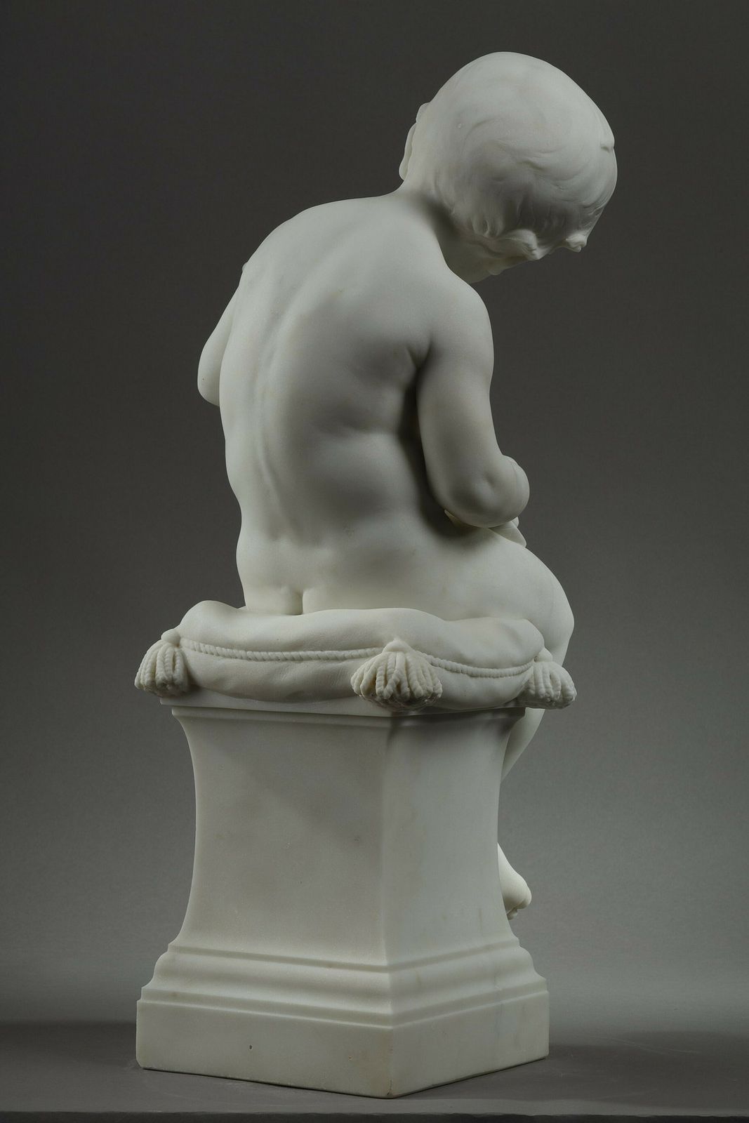 The Little Musician, Large Sculpture In Carrara Marble By Barrias photo Art