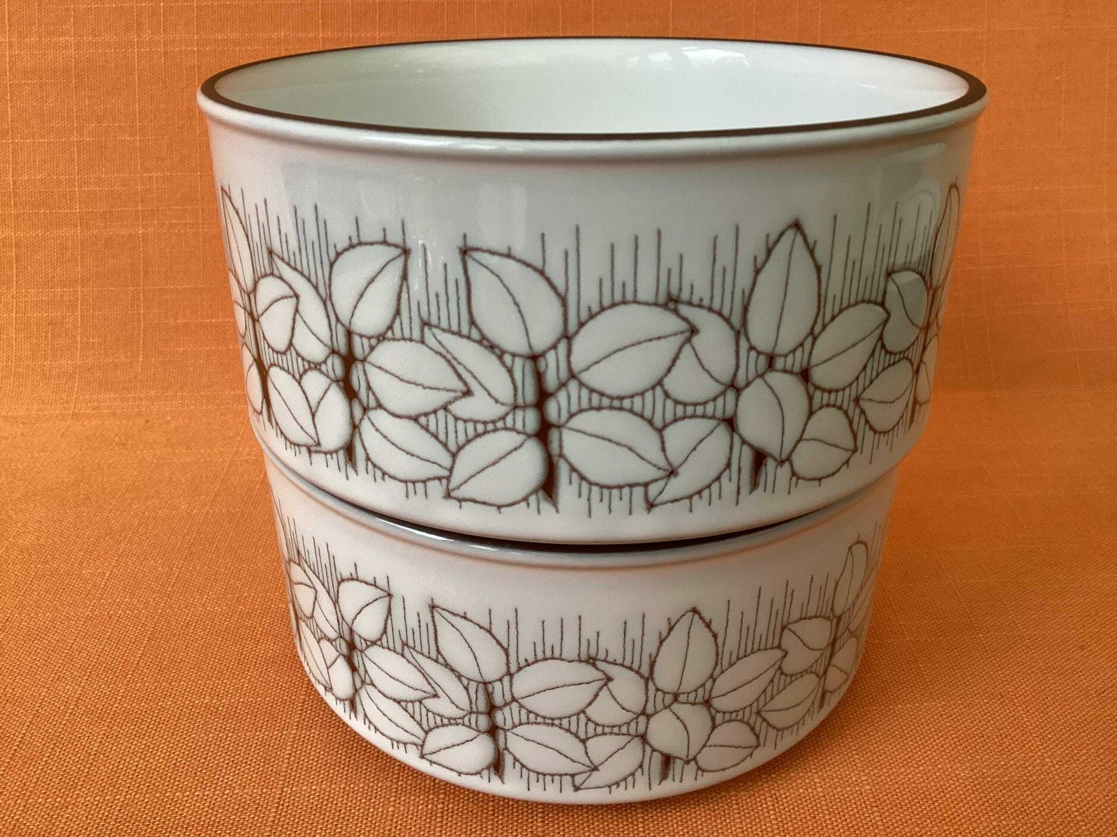1970s Hornsea Charisma Soup Bowls With Saucers (Set Of 4), Hornsea Charisma Cereal Bowls With Saucers, Retro Hornsea Pottery Soup Bowls 5” photo Home Decor