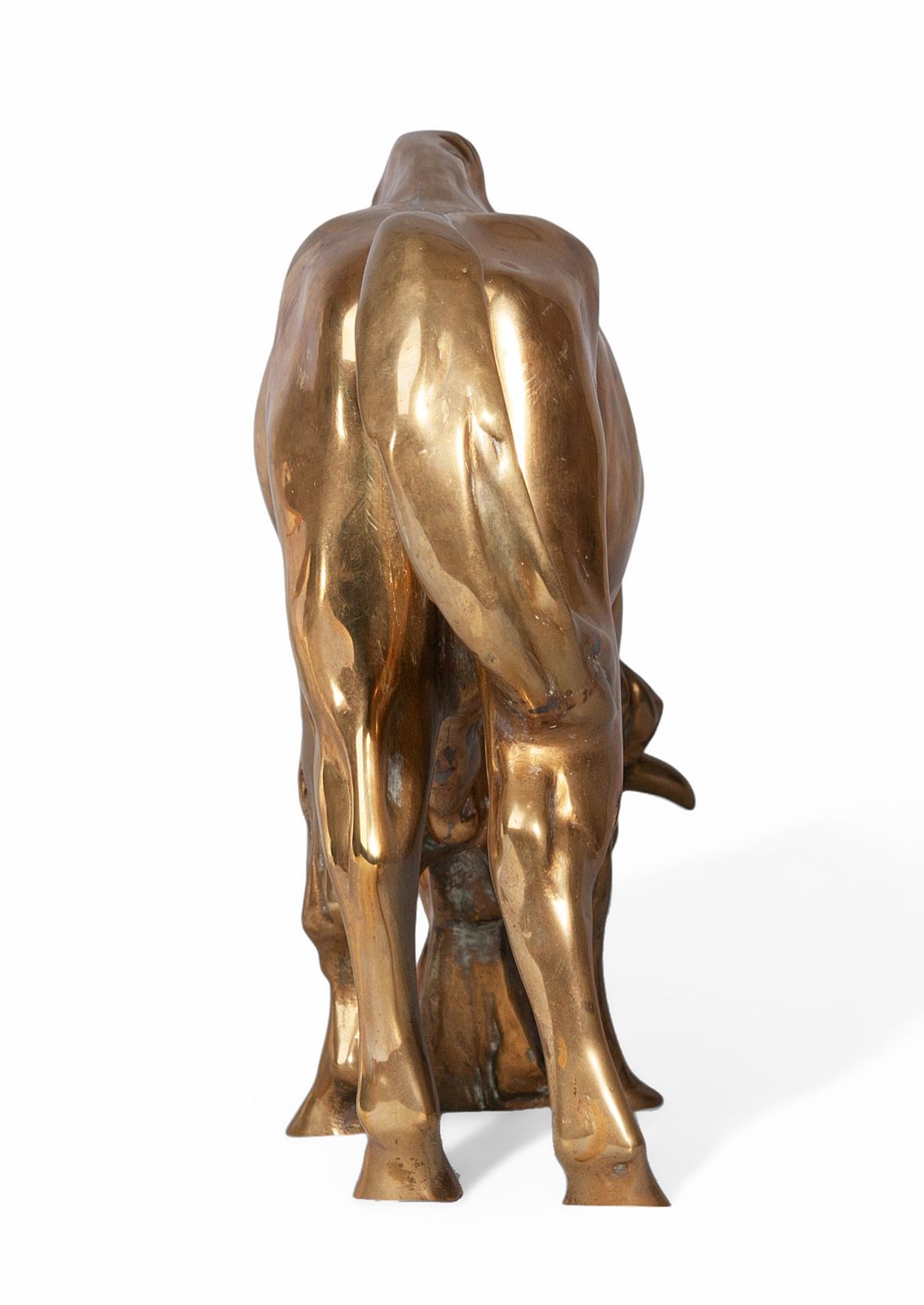 Early 20th Century Art Déco Gilt Bronze Bearded Buffalo/Bison Sculpture, France photo Art