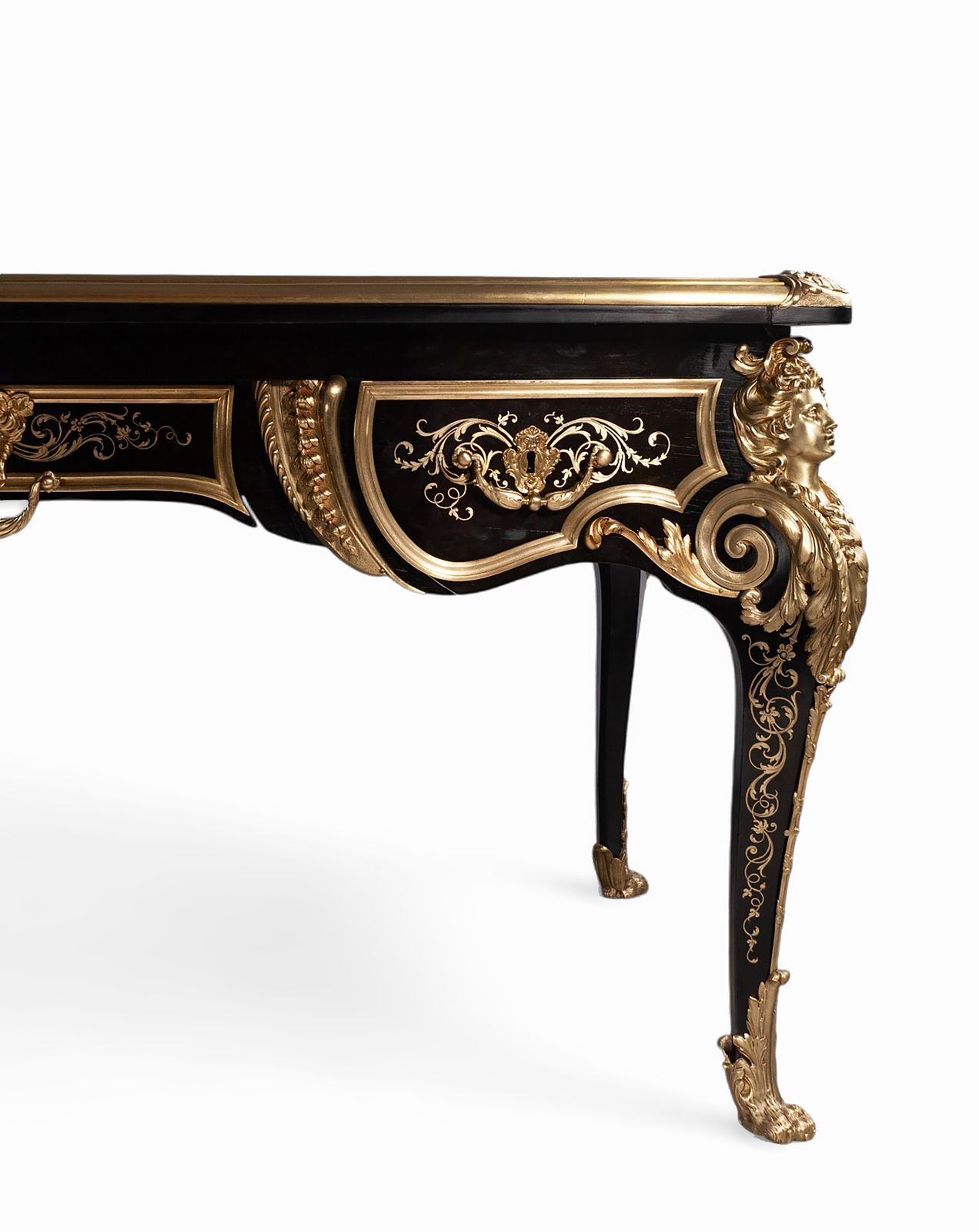 Late 19th Century Regency Boulle Style Ormolu And Ebony Wood Bureau Plat/Desk By Mathieu Béfort (Aka: Béfort Jeune), France photo furniture