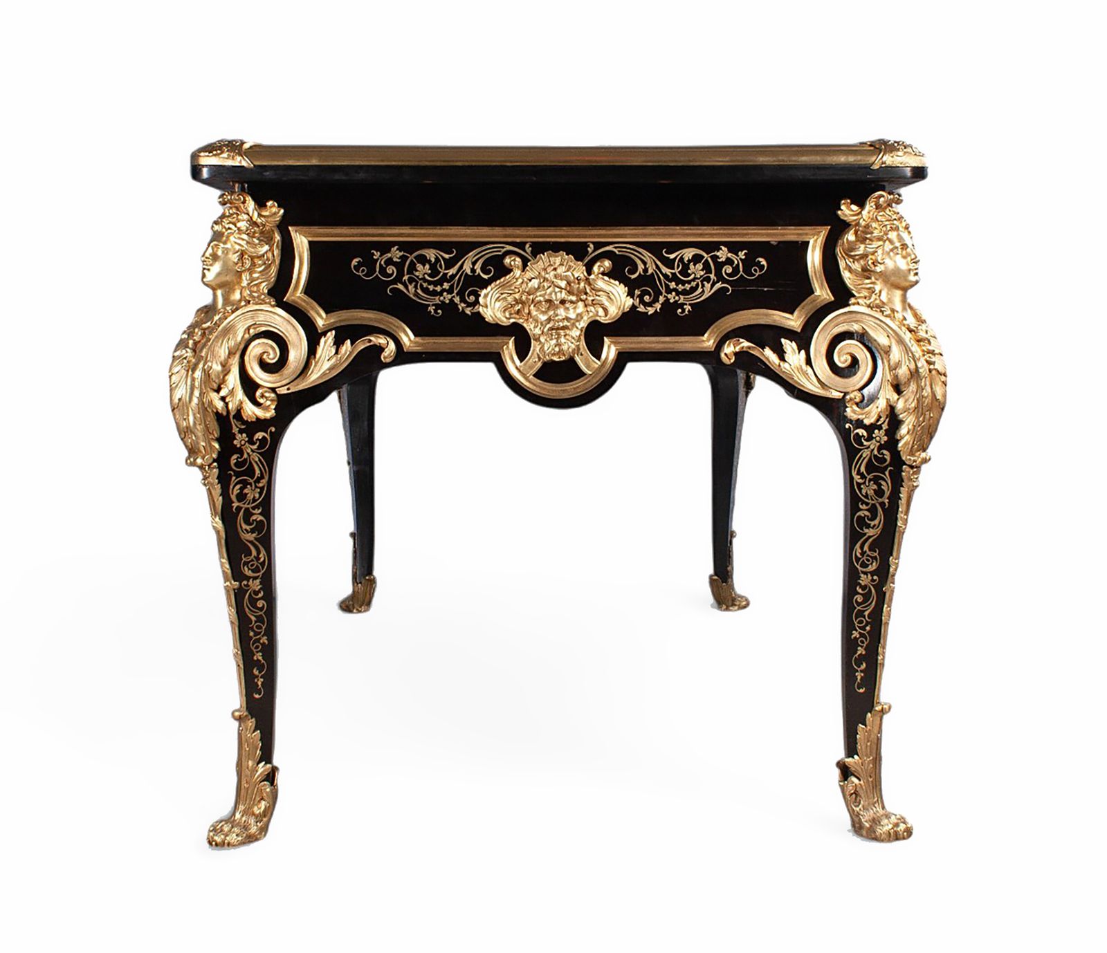 Late 19th Century Regency Boulle Style Ormolu And Ebony Wood Bureau Plat/Desk By Mathieu Béfort (Aka: Béfort Jeune), France photo for sale