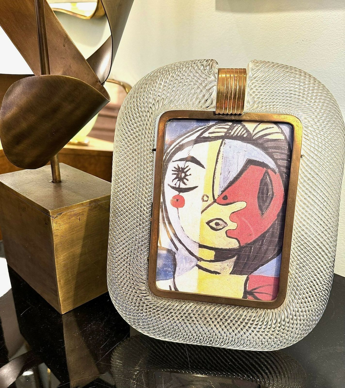 photo vintage An Orignal 1940s Murano Glass And Brass Picture Frame By Barovier And Toso