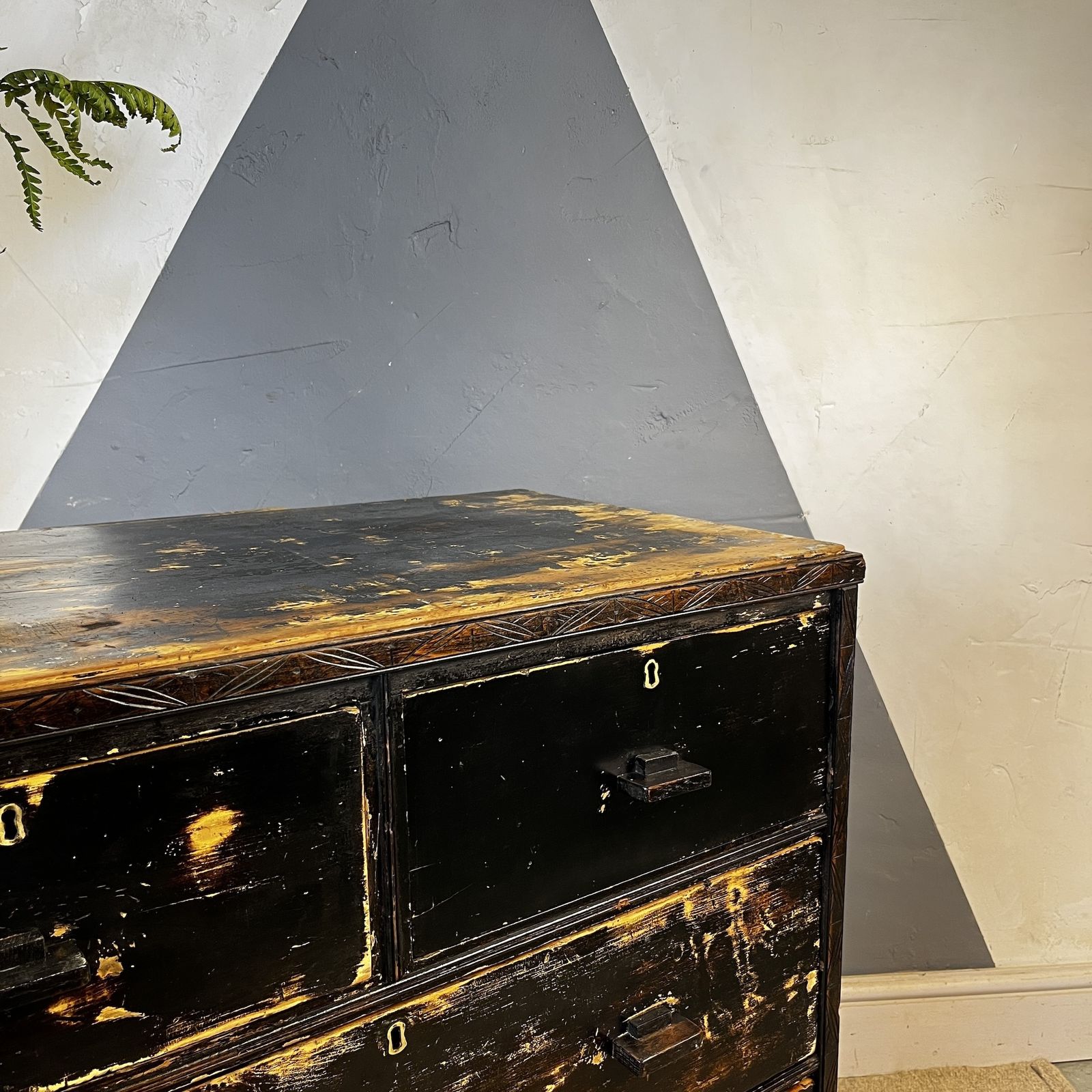 ​Antique Pine Black Chest Drawers Storage photo vinterior