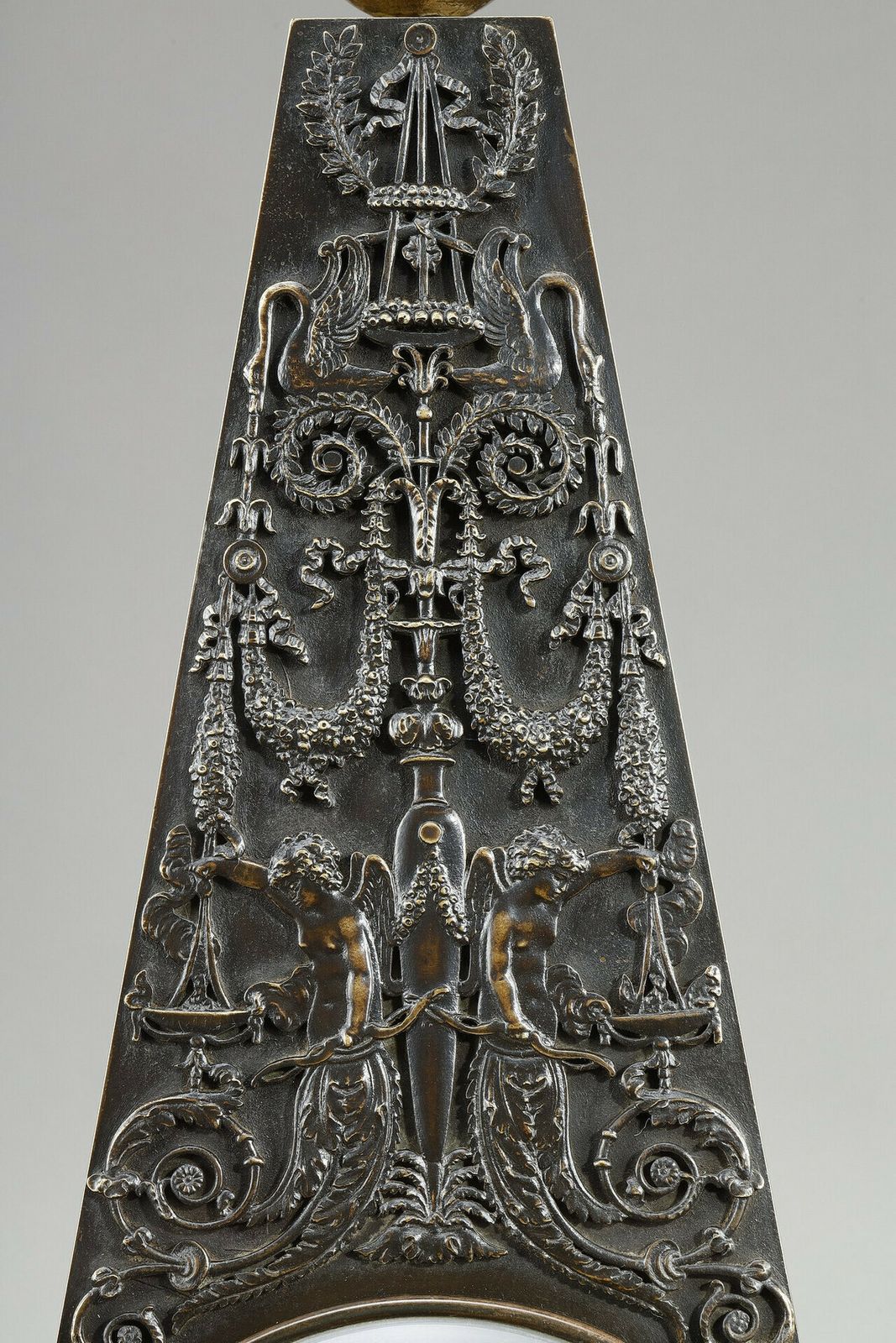 photo buy Obelisk Clock In Patinated And Gilt Bronze, Charles X