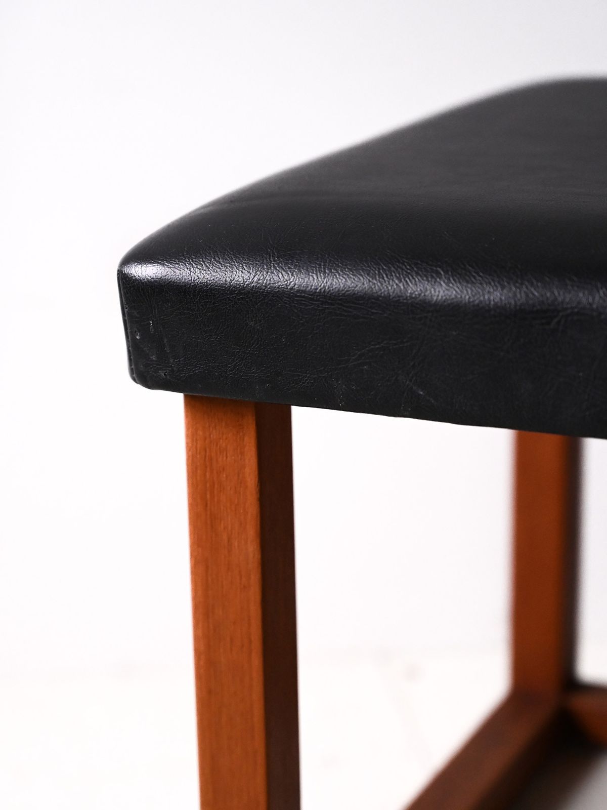 Scandinavian Teak Stool From The 1960s   Seat In Eco Leather photo buy