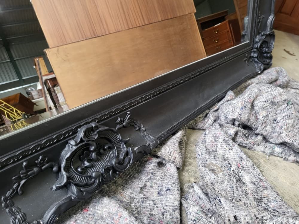 Very Large Antique Repro Black Mirror 7' X 5' Freestanding Dressing Wall photo buy