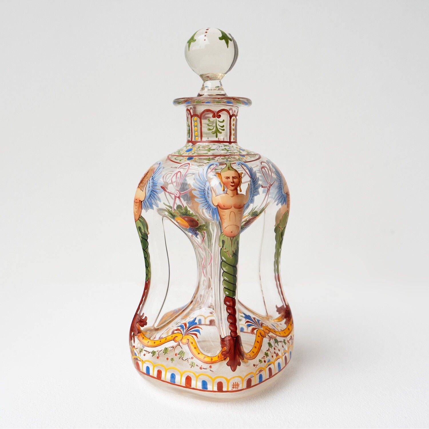 Antique Enamelled Glass Decanter And Glasses By J & L Lobmeyr, Vienna, Late 19th photo for sale