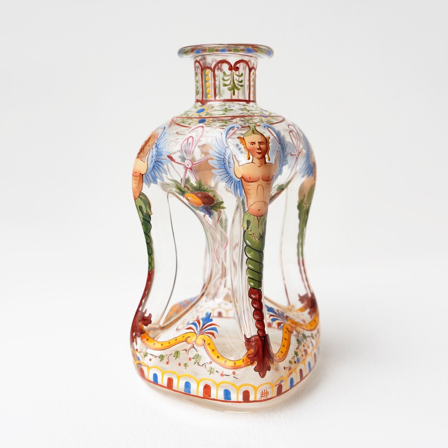 Antique Enamelled Glass Decanter And Glasses By J & L Lobmeyr, Vienna, Late 19th photo vinterior