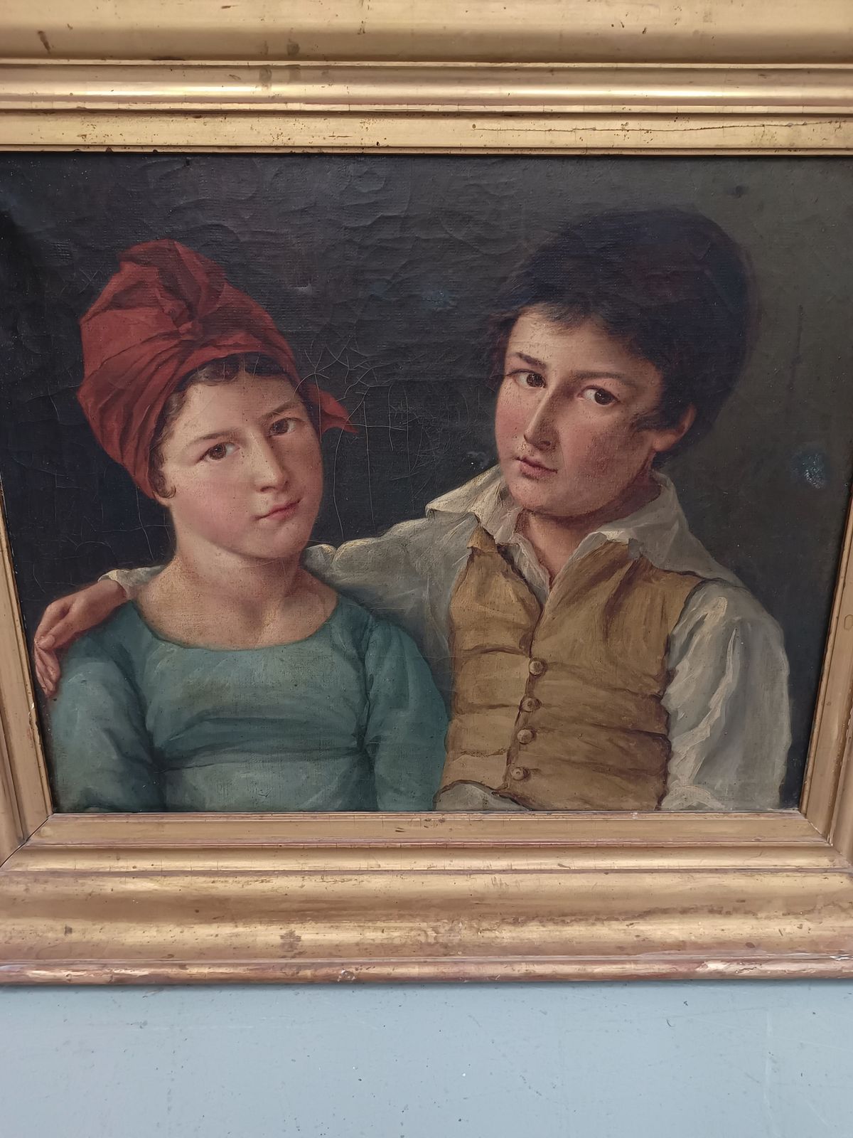 Georgian Oil Painting Of Siblings Free Delivery Eng/Wales photo 915.0