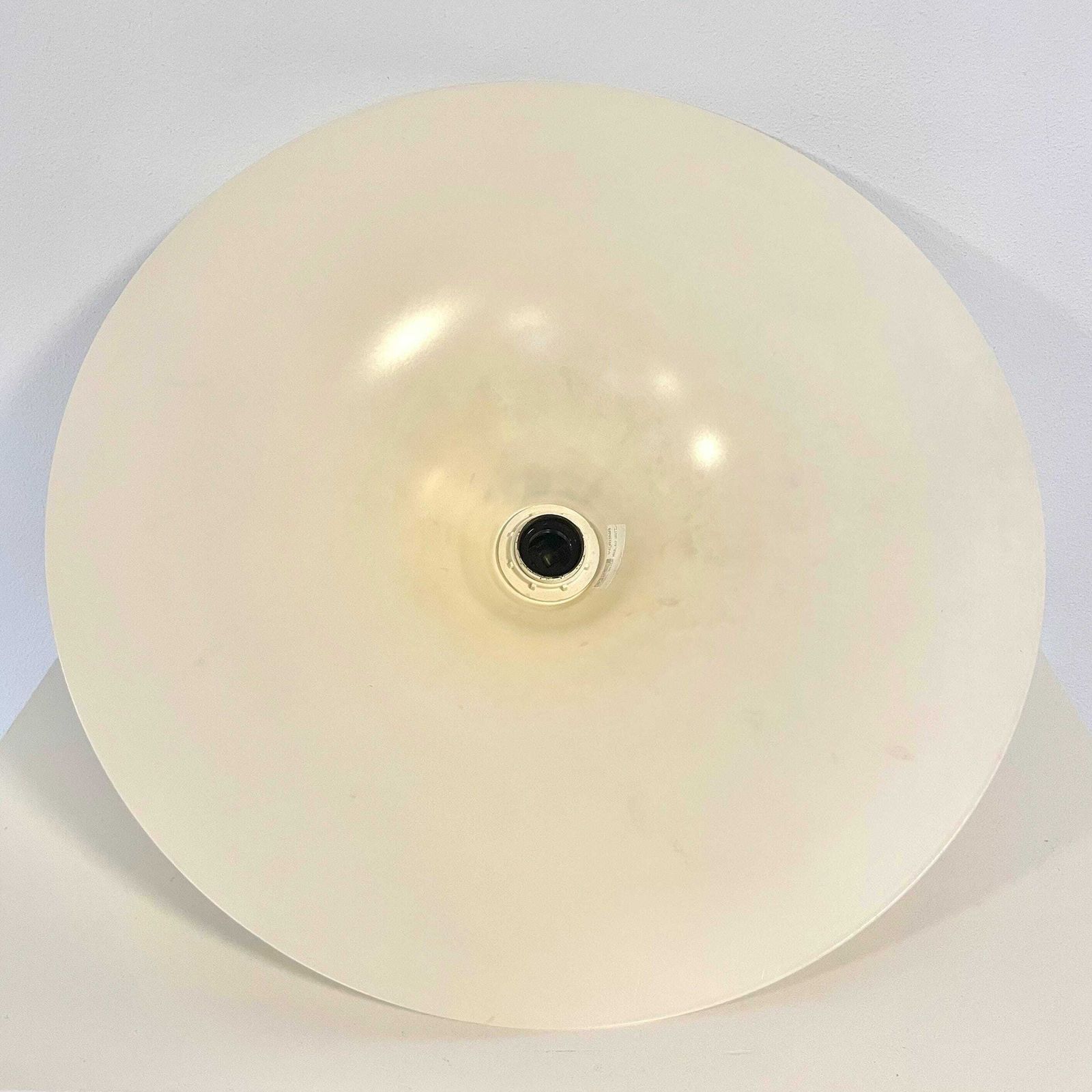 Danish Postmodern Large White Trumpet "Verona" Ceiling Lamp In Metal   Design By Ad Van Berlo For Knud Christensen Electric In The 1980s photo vintage
