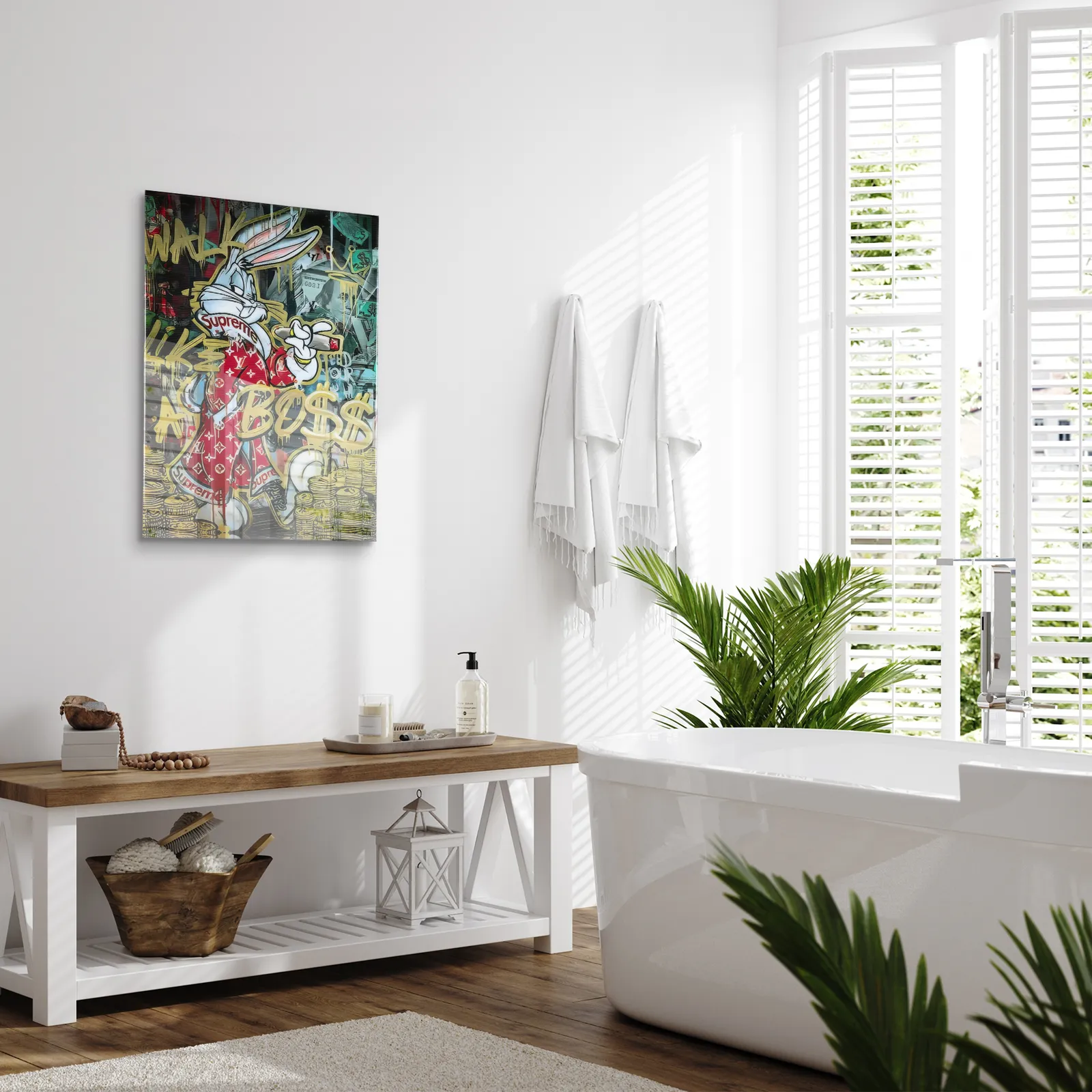 Boss Bunny Handcrafted Epoxy Resin Wall Art – Vibrant & Scratch Resistant Artwork For Home & Office | Unique, Durable & Modern Statement Décor photo Art