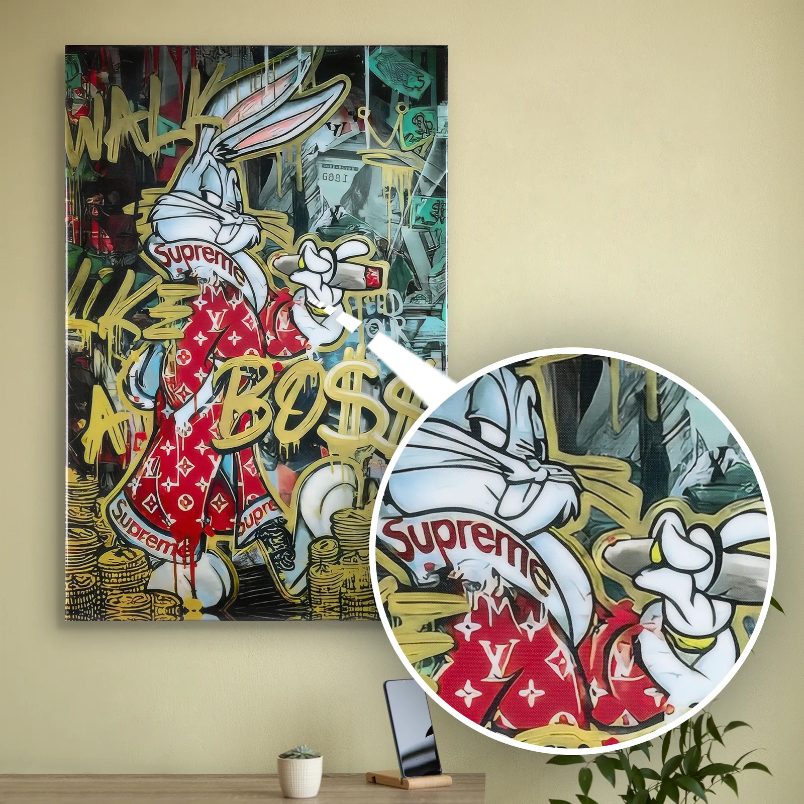 Boss Bunny Handcrafted Epoxy Resin Wall Art – Vibrant & Scratch Resistant Artwork For Home & Office | Unique, Durable & Modern Statement Décor photo 149.0